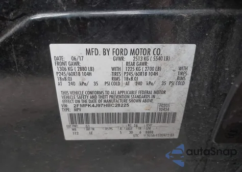 2017 Ford Edge Sel from USA, damaged, VIN 2FMPK4J97HBC28225